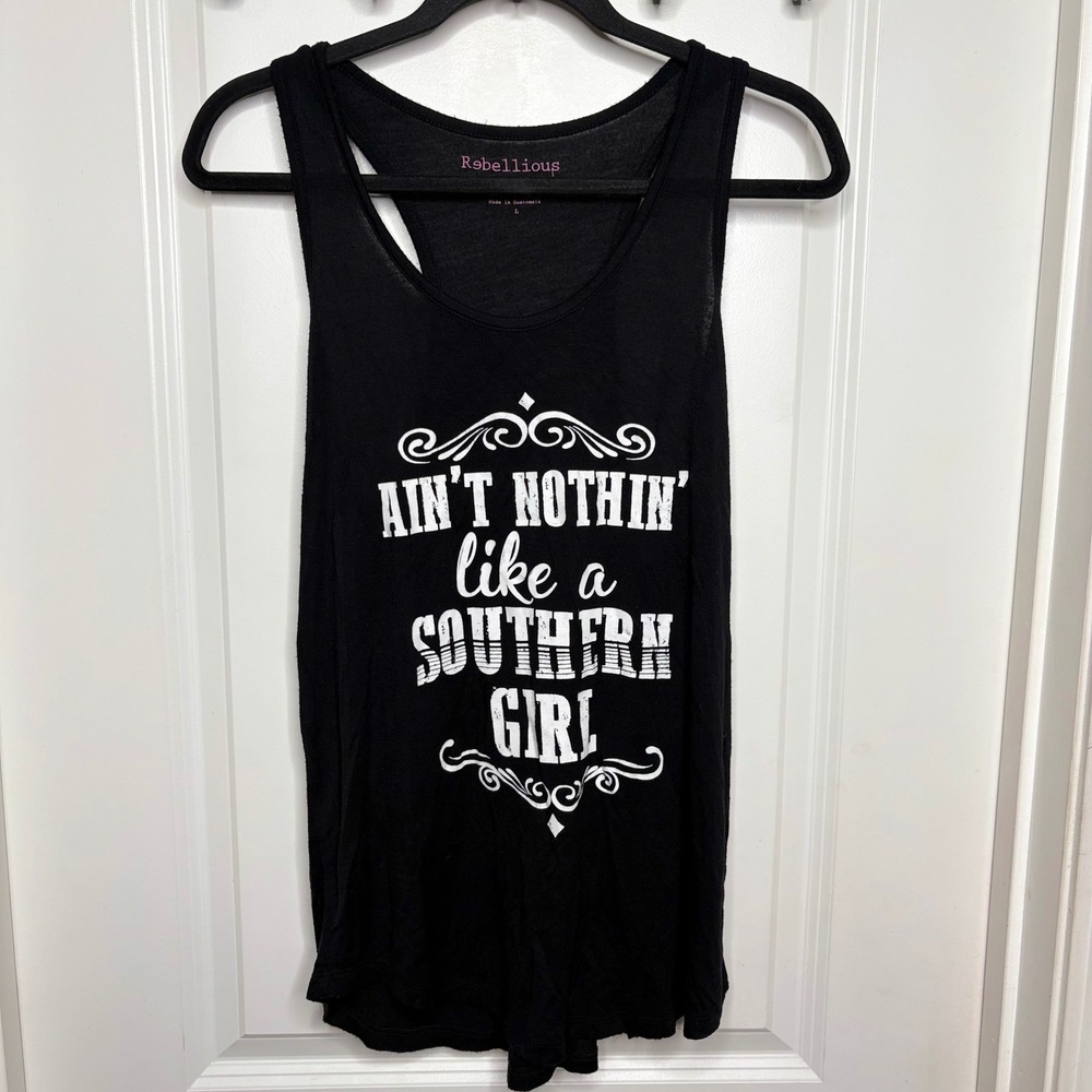 Rebellious One Southern Girl Graphic Racerback Tank Top Black Large
Western Girl